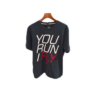Jordan Brand Mens You Run I Fly Graphic T-Shirt Black Red White Size M
